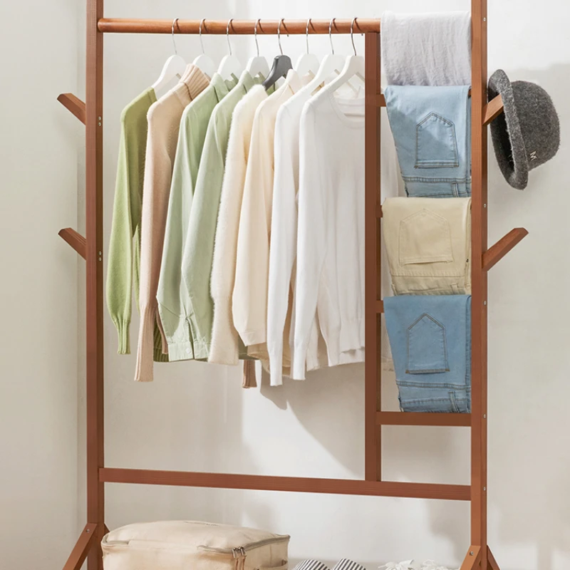 

Hanging hanger floor bedroom underwear hat rack simple to put clothes storage rack solid wood household drying rack pole stand