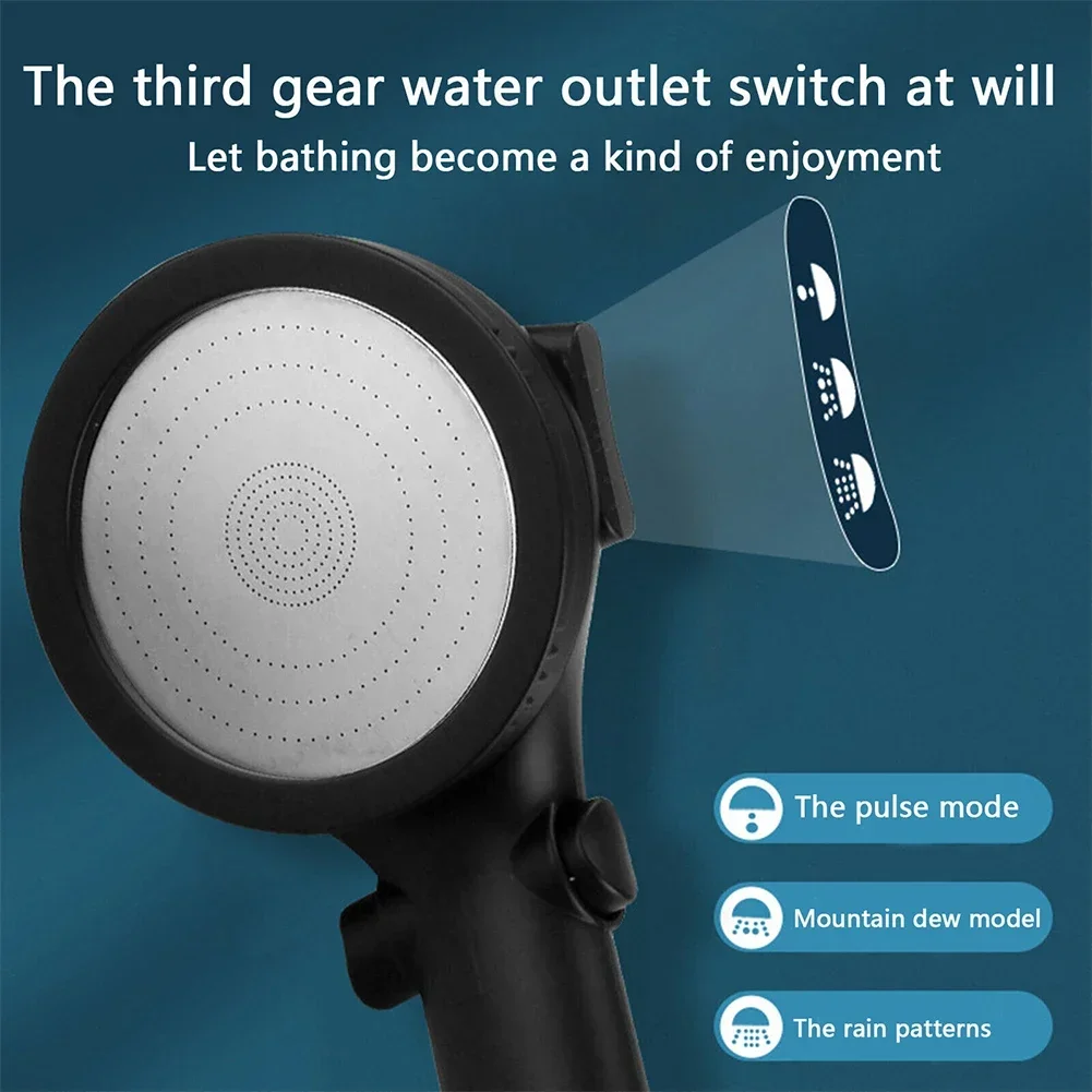 Shower Head Handheld Shower Head High Pressure Shower Head 3 Mode Large Handset Heads Water Saving Bathroom Nozzle Sprayer One-button Water-stop Shower Head