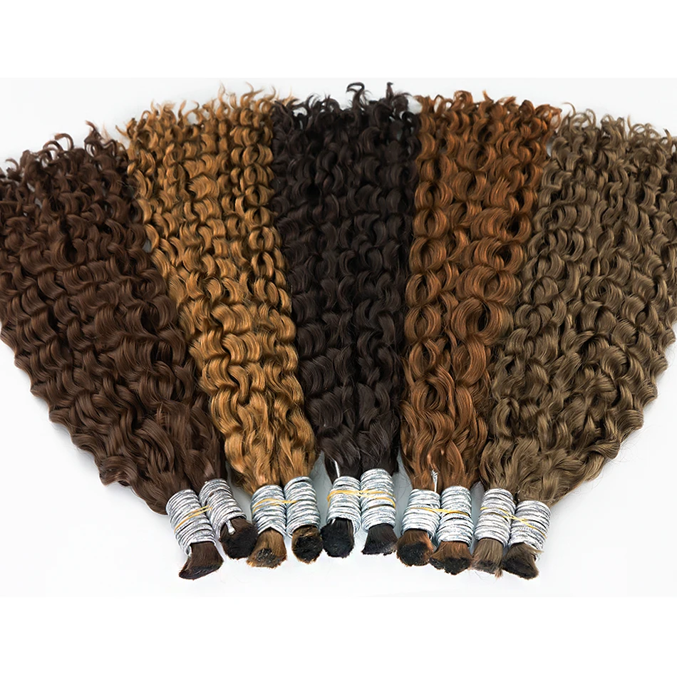 Real Virgin curly Human Hair Bulk Extension 613 Blonde Hair Bulk Weaving For Braiding Unprocessed No Weft Deep Wave
