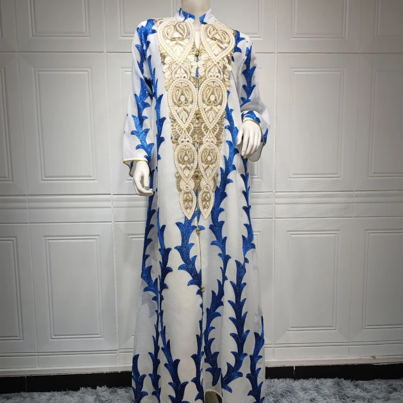 2023 Middle East Muslim Robe Costume Gorgeous Banquet Dress Abaya Femme Double Stitching Embroidery Türkiye Loose Dress