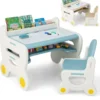 Kids Table and Chair Set, Plastic Children Activity Table with Chair, Toddler Table and Chair Set for Reading,Drawing,Snack Time 1