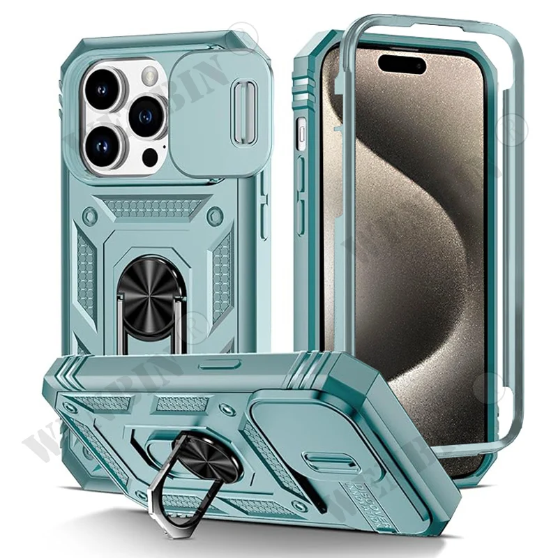 thumbnail image 1 of Case For iPhone 15 14 13 12 11 Pro Max Plus Mini XS XR X 8 7 Plus 8 7 SE Heavy Duty with Camera 360 Degree Kickstand Cover, 1 of 5