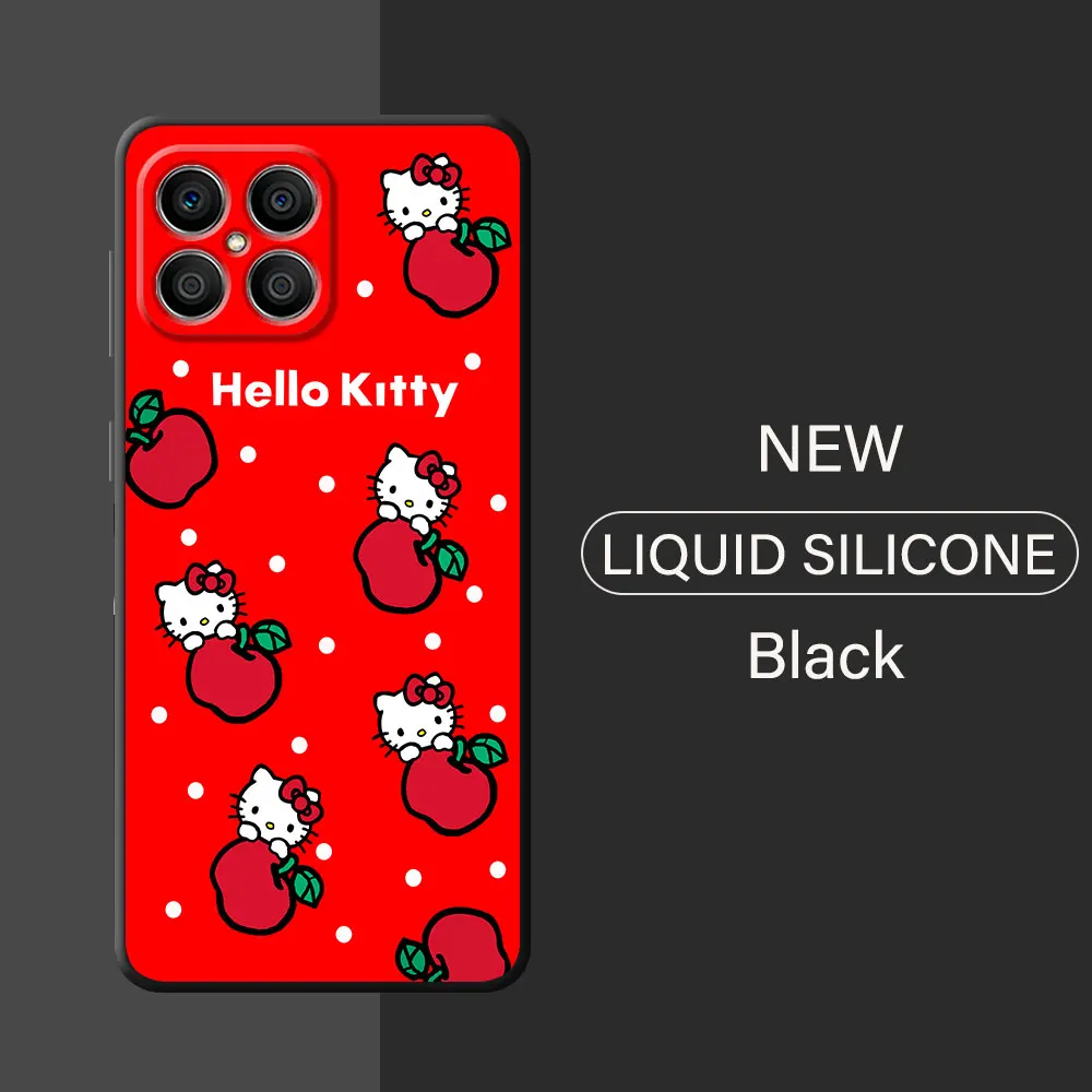 Hello Kitty Lovly Case For Honor 90 Lite 8X 20 70 X8 X8A X9a X7 X6 50 Magic5 Pro 4 Black Soft Phone Funda