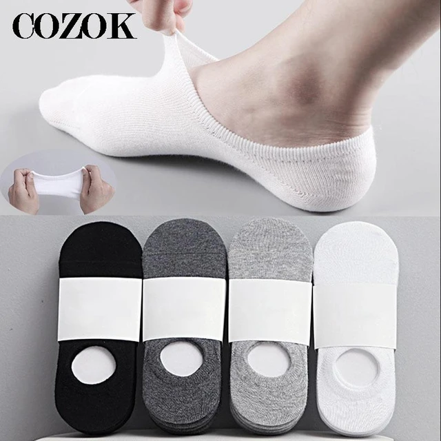 Calcetines invisibles de algodón antideslizantes para hombre, medias bajas  de negocios, de silicona, de Color sólido, para primavera y verano, paquete  de 5 pares, 10 unidades - AliExpress