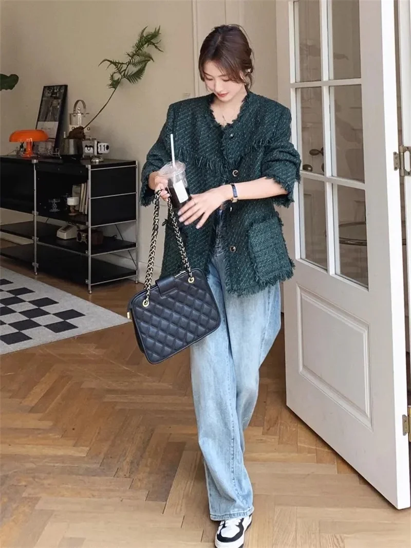 Leisure and Fragrant Coat for Women's Spring Autumn 2024 New Exquisite and Elegant Style High Grade Retro Fur Edge Top Commuting