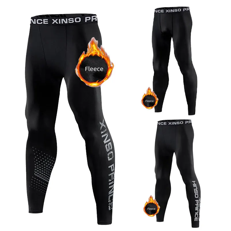 Men Gym Leggings Thermal Underwear Winter Pants Tights
