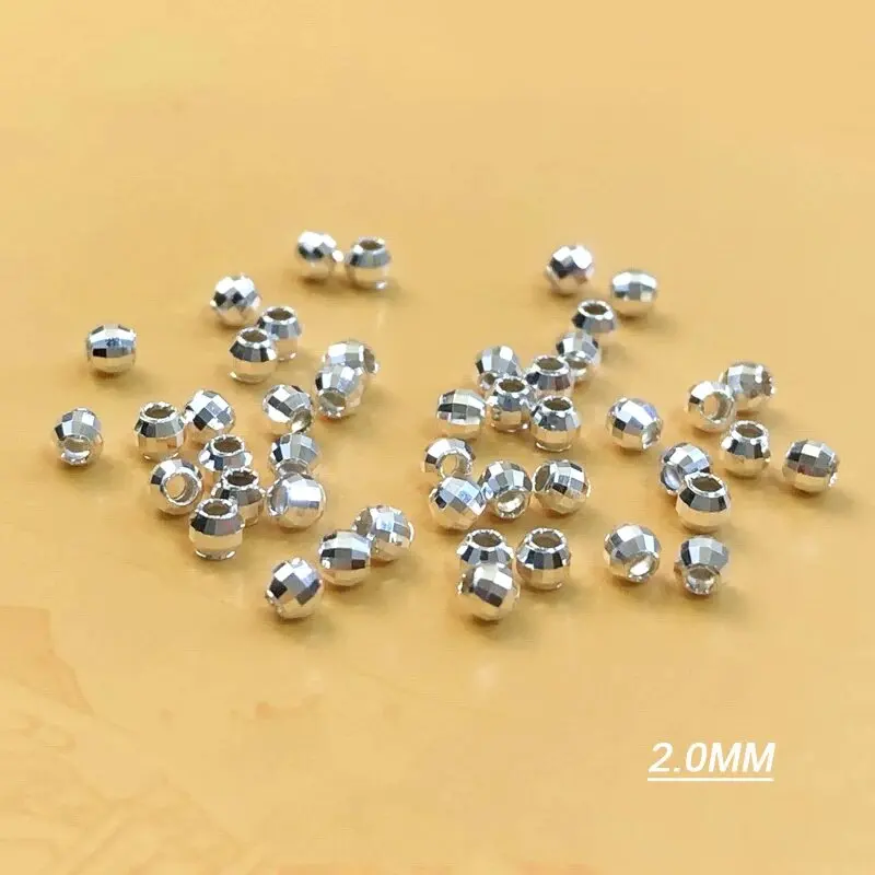 925 Sterling Silber Facettierte Spiegelkugeln 2/3/4/5mm Silberperlen Disco-Kugeln für Silberarmbänder und Halsketten – Detail 9
