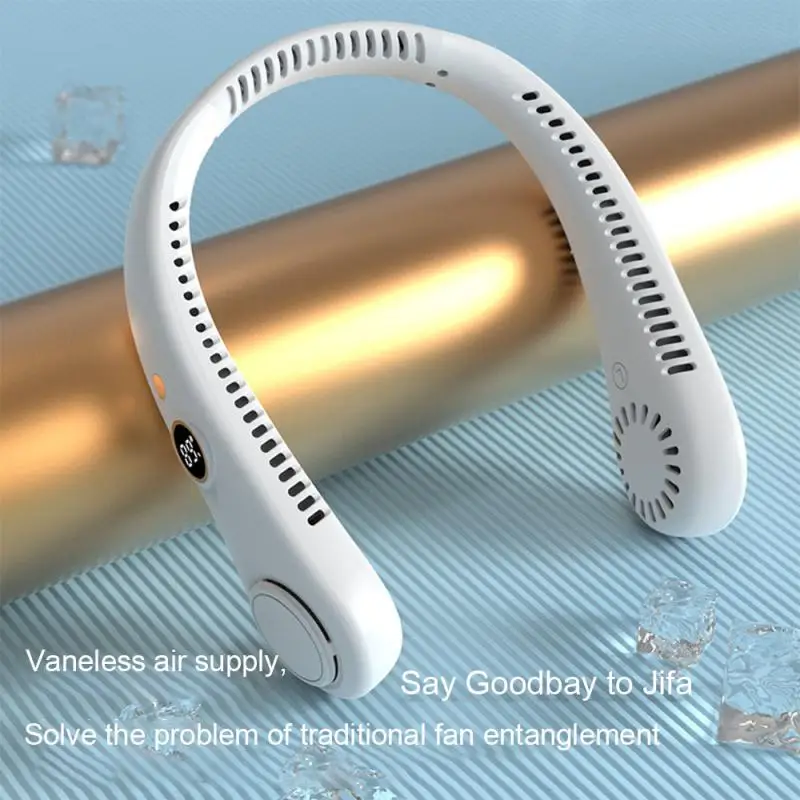 Ventilatori Elettrici Estate Senza Foglie Usb Ricaricabile Display Digitale 3/5 Velocità Ventilatore Da Collo Mini Dispositivo Di Raffreddamento Ad Ar