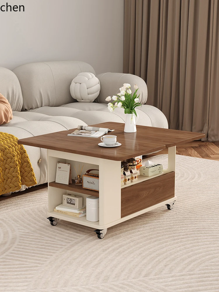 WL removable folding side table coffee table cream wind trolley living room sofa side cabinet