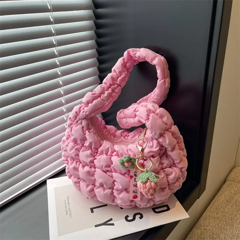 

Женская сумка через плечо, дизайнерская модная и модная новая клетчатая плиссированная однотонная Вместительная женская сумка через плечо