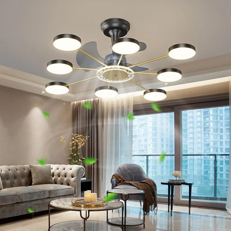 

Room Ceiling Fans With Lights New Nordic Smart Bedroom Modern Simple Living Invisible LED Lamps For Bedroom Chandeliers Lighting