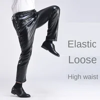 Spring Autumn Men Leather Pants   Smart Casual Male PU Faux Leather Trousers Plus Size Oversize 4