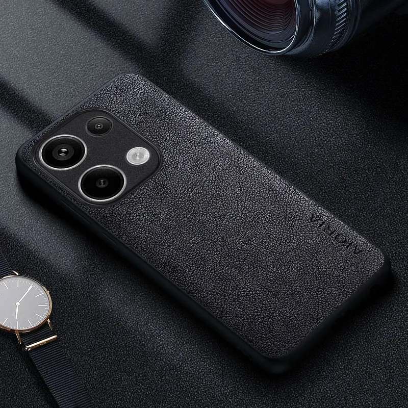 Premium Luxury Leather Phone Case - Retro Business Style Solid Color Cover