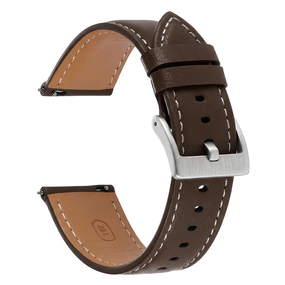 Elegant Leather Quick Release Watch Strap | Fashionable Universal Watchband in Black, Blue, and Brown