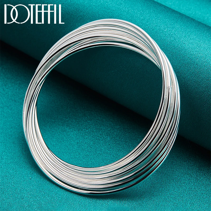 

DOTEFFIL 925 Sterling Silver Ten Line Circles Bracelet Bangles For Women Man Wedding Engagement Party Jewelry