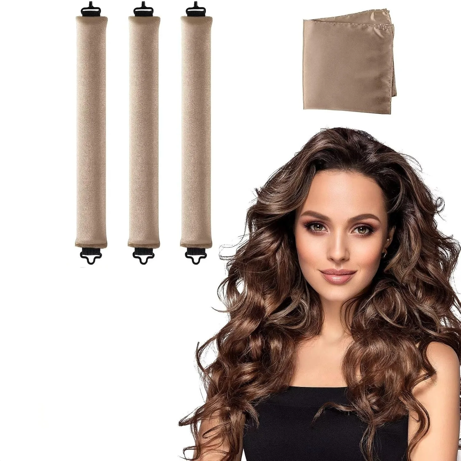 Luxurious Heatless Curling Set with Satin Scarf – Overnight Hair Rollers for Effortless Waves