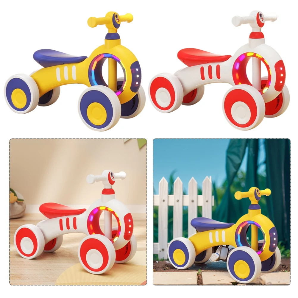 Kids Balance Bike 4 Wheel Kids Balance Bike Funny Toddler Training Bicycle Safe No Pedal Bike Wheel No Pedal Training Bicycle Gifts for Kids