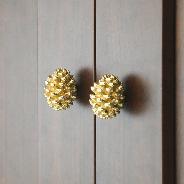 Brass Pine Cone Knobs for Furniture Country Style Cabinet Knobs