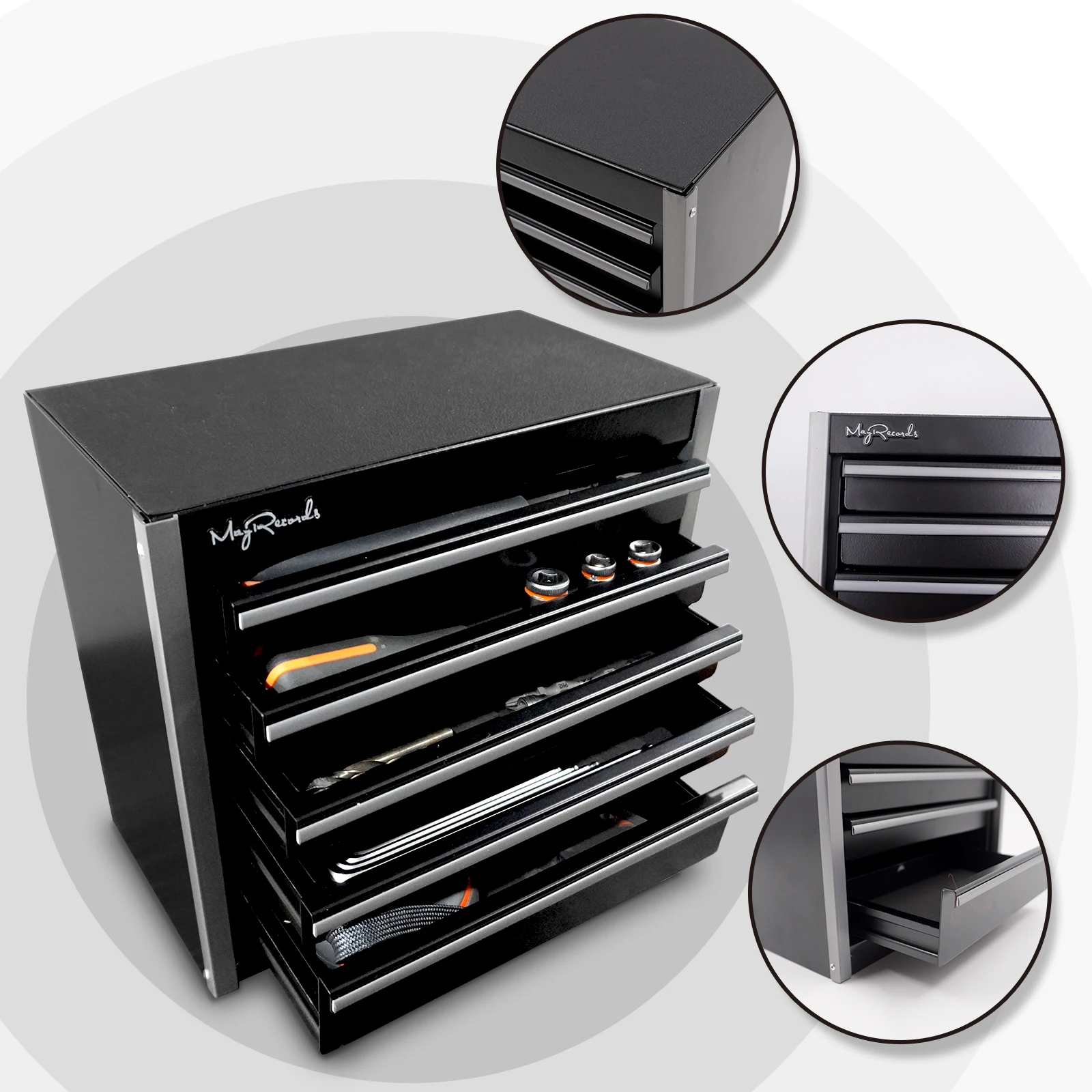 MayRecords portable metal mini toolbox household set portable repair multi-function drawer multilayer combination tool storage storage box