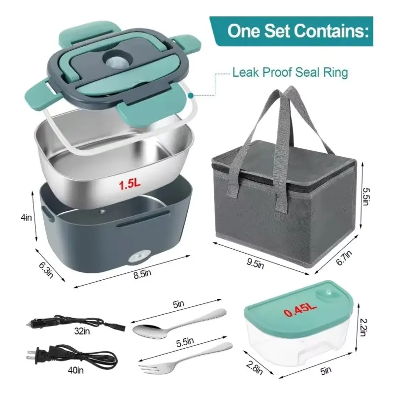 1.5l Portable Electric Lunch Box 60w Outdoor Camping Food Heating Warmer Suitable For Car Lunch Heating Microwave Oven portable lunch warmer