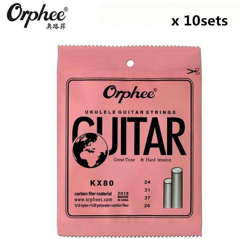 

10 set Orphee KX80 Nylon Carbon Fiber Ukulele Strings Hawaii Guitar 4 Strings For Ukulele Soprano Concert Tenor
