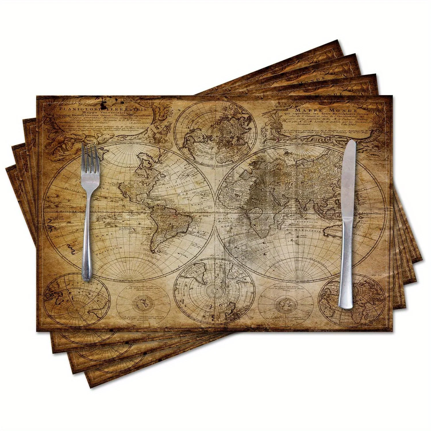 Retro Nautical Map Placemats (4PCS) 1