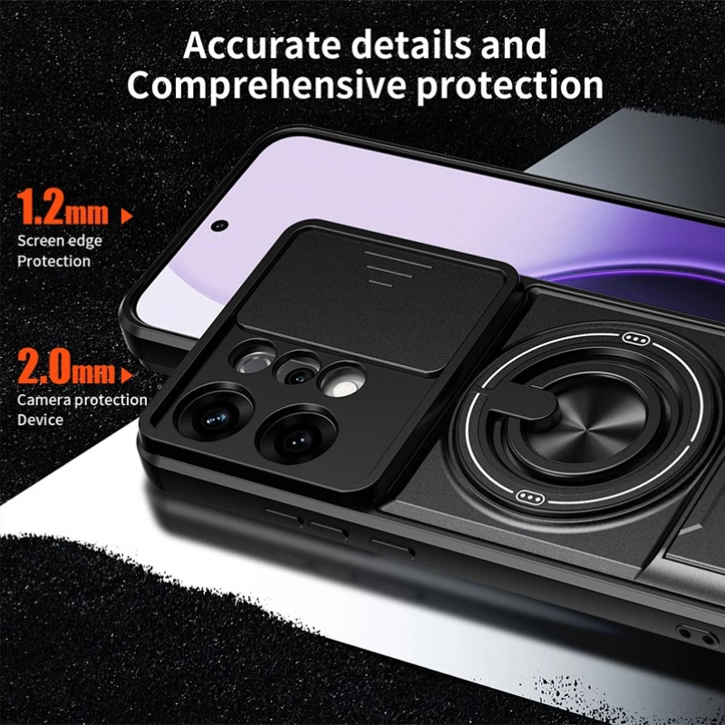 Enhanced Armor Phone Case with Magnetic Ring Stand and Lens Protection