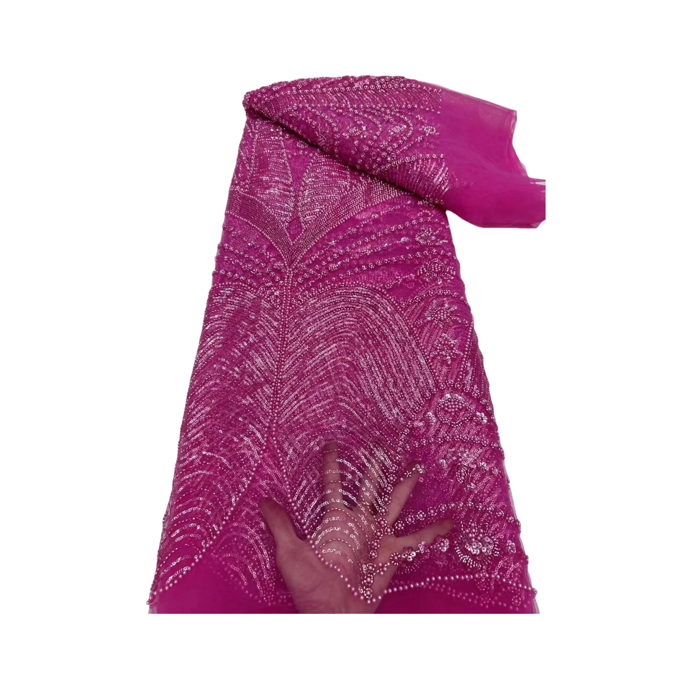 Высокое качество, лидер продаж, яркий цвет, фатиновый материал с бусинами, нигерийский французский гипюр, дизайн для женского платья