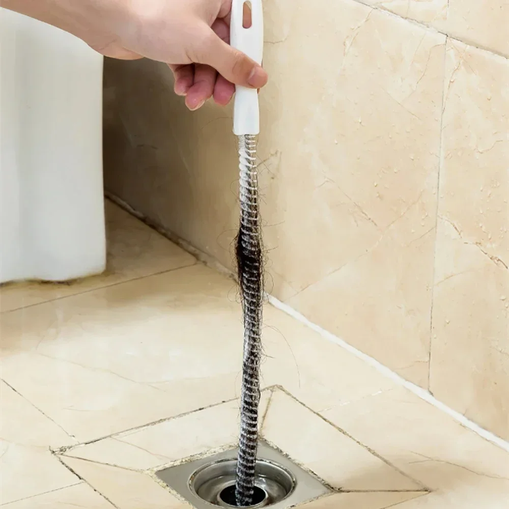 45cm pipe plunger drain hair cleaner sink cleaning brush pipe unclogging tool