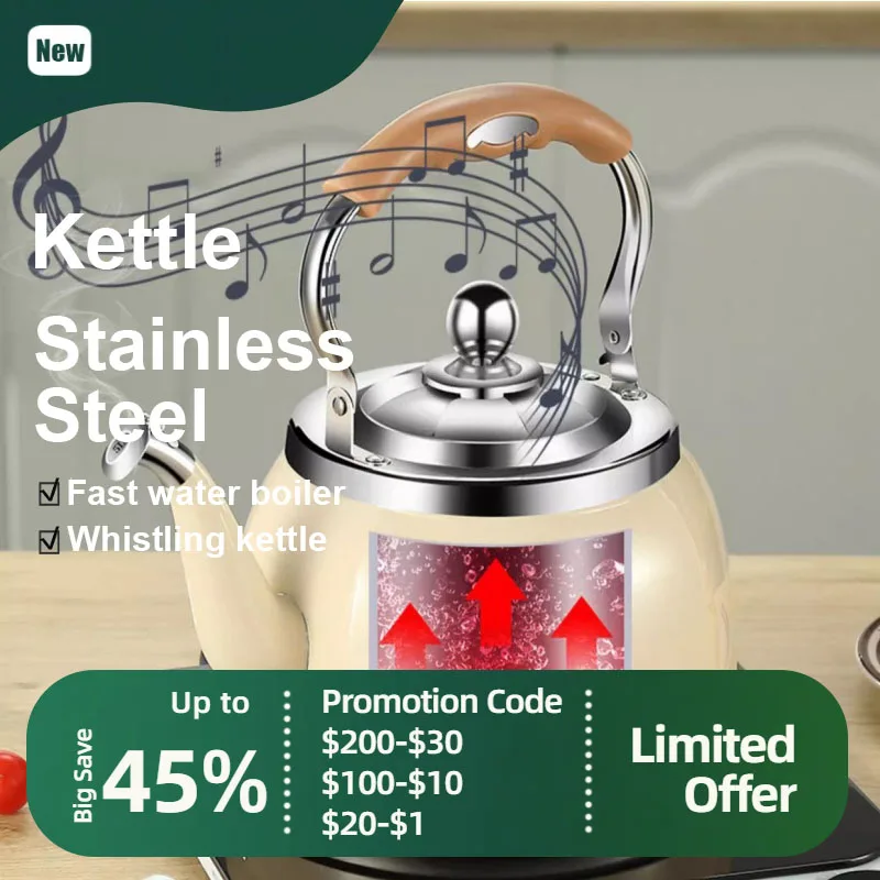 5L Whistle Kettles,Household Portable Tea Kettles for,Induction Cooker Gas Stove,stovetop Kettles,Long Spout with Cover