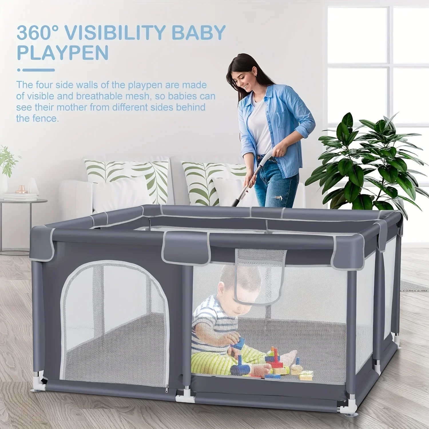 Baby Game Fence Safe Non Slip Design Soft Mesh Wall Sturdy Suitable Toddlers