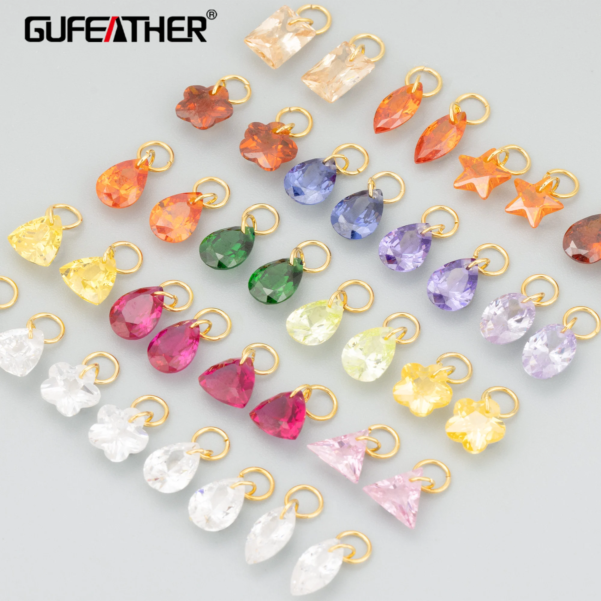 GUFEATHER, 10 Stück/Los, MH78A, Schmuckzubehör, Edelstahlringe, Zirkone, handgefertigt, Charms, Schmuckherstellung, DIY-Anhänger