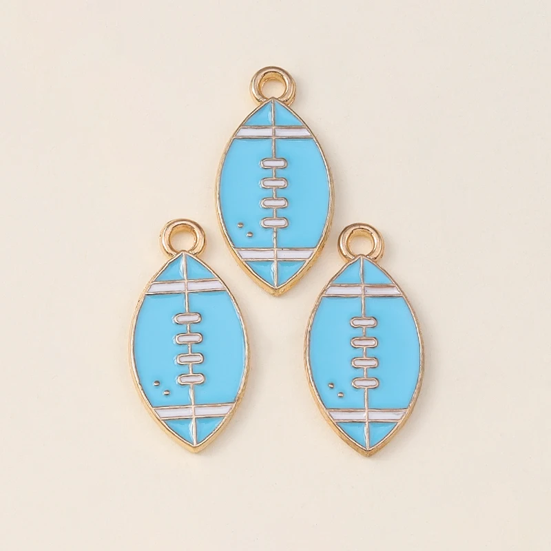20 Stück 10 x 20 mm niedliche Emaille-Sport-Rugby-Charms für Schmuckherstellung, Ohrringe, Anhänger, Halsketten, Armbänder, DIY-Bastelzubehör – Detail 3