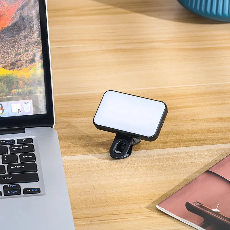 Portable Mini Selfie Fill Light Rechargeable Clip 3 Modes Adjustable Brightness for Phone Laptop Tablet Meeting Make Up selfie fill light