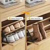 2 Flip Drawers Shoe Storage Cabinet with 1 Drawer, Rattan Shoe Organizer with Metal Legs, Shoes Cabinets 5
