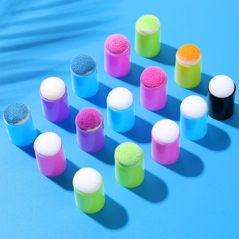 30PCS 공예 손가락 스폰지 Daubers 드로잉 프로젝트 손가락 페인팅 스폰지 카드 만들기, 그림, 스탬핑, 잉크 상자 포함