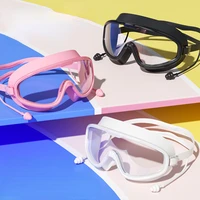 Swimming Glasses Waterproof Anti-fog HD Transparent Earplugs Kids Swimming Goggles Large FramePool Eyewear Swimming Accessories 1