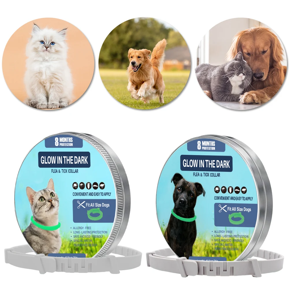 Pet Flea Collar Flea and Tick Collar Luminous Up To 8 Months Protection Adjustable Size Fluorescent for Dogs and Cats