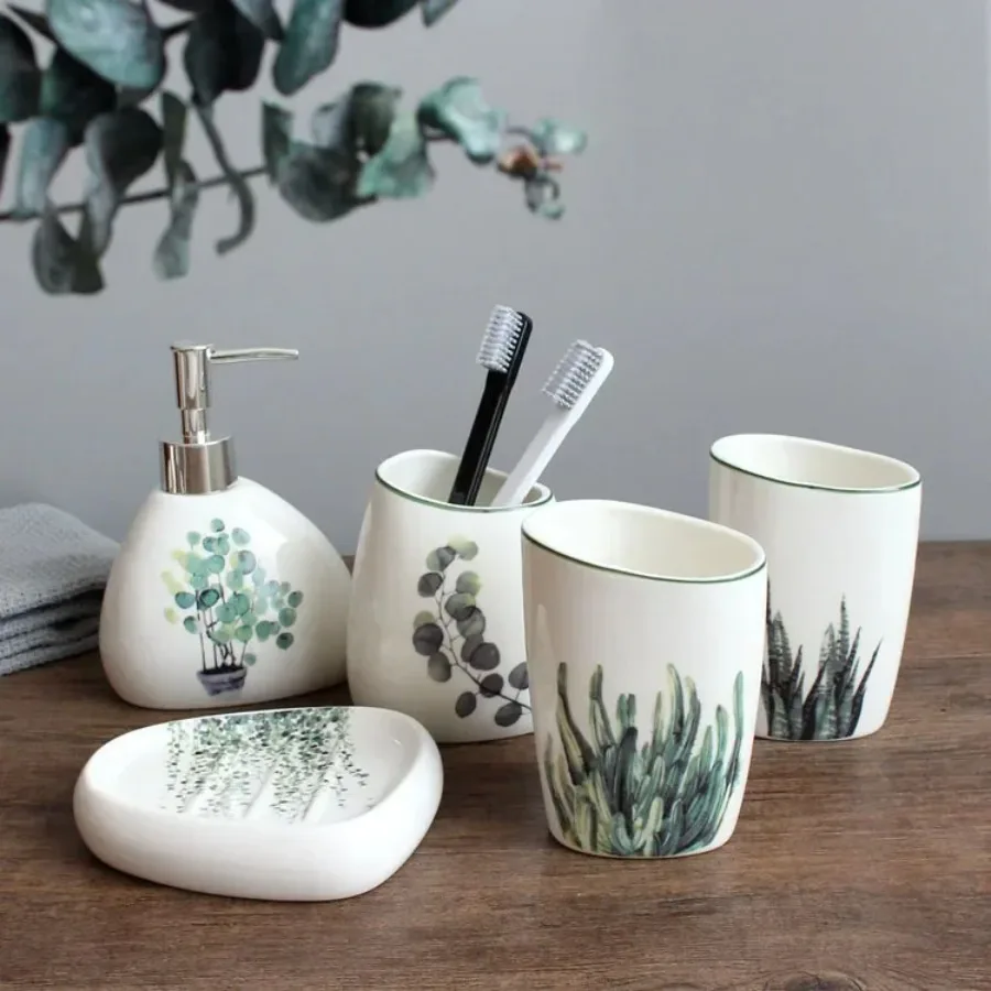 White Ceramic Bathroom Set Image 4