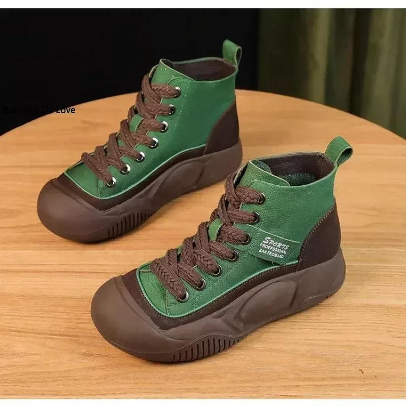 

Women's Sports Shoes on Offer 2023 New Sneakers Leather Lace Up Winter Women Vulcanized Shoe Lightweight Canvas Round Toe Casual