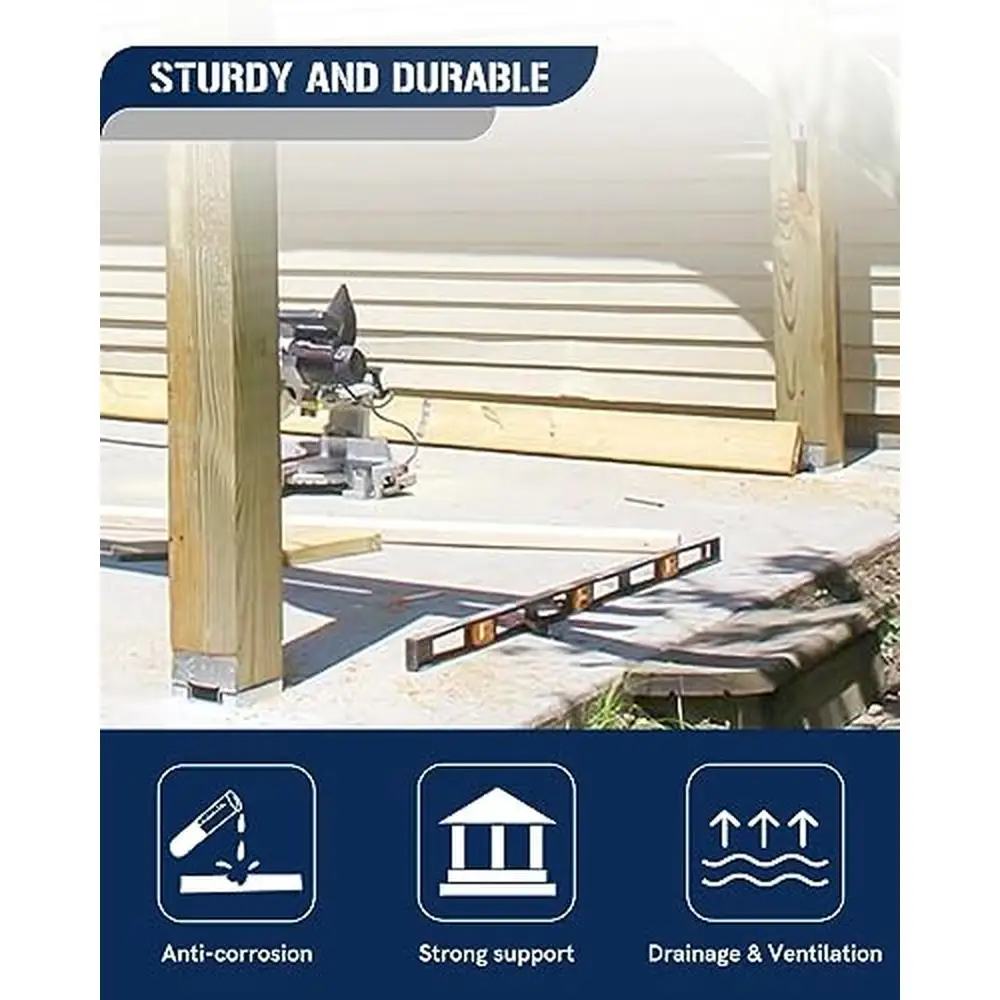 Galvanized 4x4 Post Base Steel Inter Wood Concrete Adjustable Anchor 1" Standoff Deck Gazebo Patio 10 PCS Secure Reliable