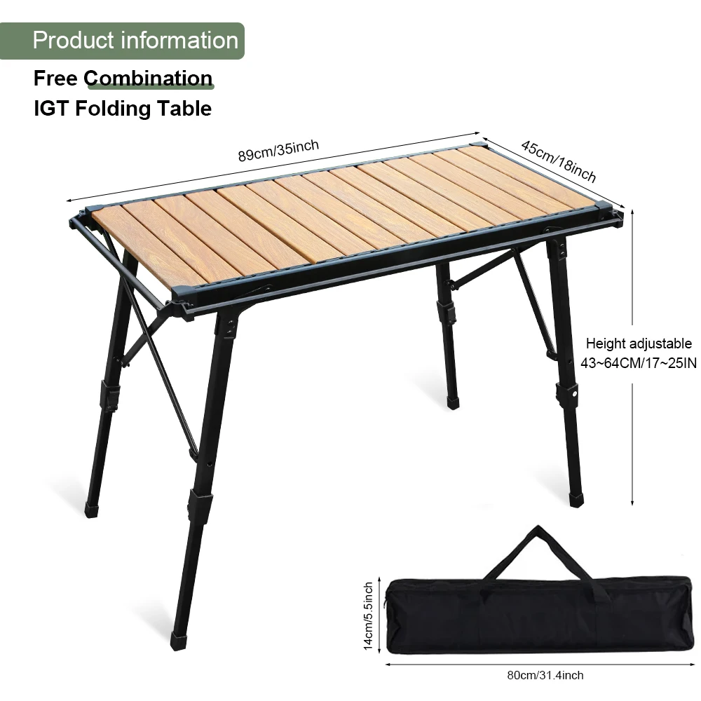 KRC CAMP Portable Lightweight Wood Table for Outdoor Activities 2024