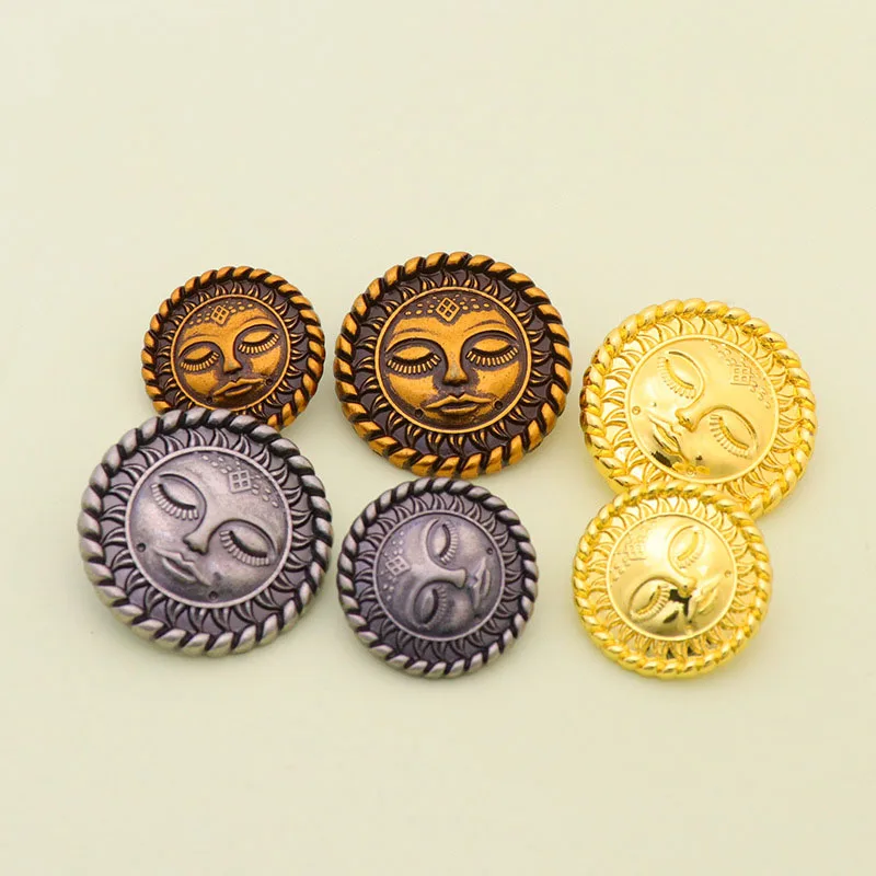새로운 18mm 20m 23mm 원형 금속 레드 브론즈 스마일 얼굴 눈 감은 얼굴 패턴 섕크 버튼 (자켓 코트 가디건 스웨터 DIY 용품)