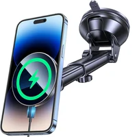 UYUXIO Dash Windshield Car Mount Phone Holder 15W Fast Charging Magnetic Wireless Car Charger for iPhone 16 15 14 12 13 Pro Max