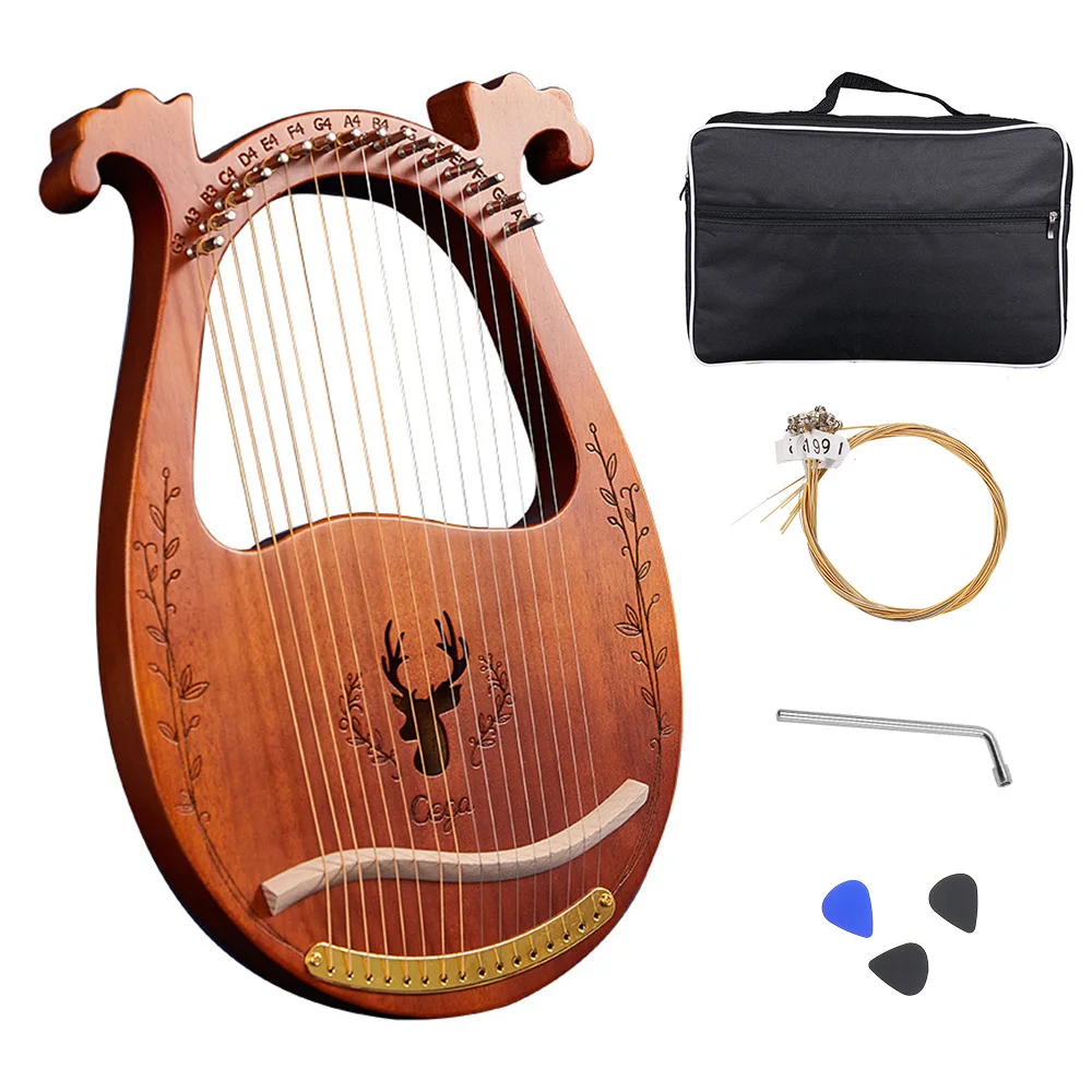Lyre 16/19 /24 Strings Lyre Harp Piano Wooden Mahogany Musical Instrument 16/19/24 Strings Piano With Storage Bag