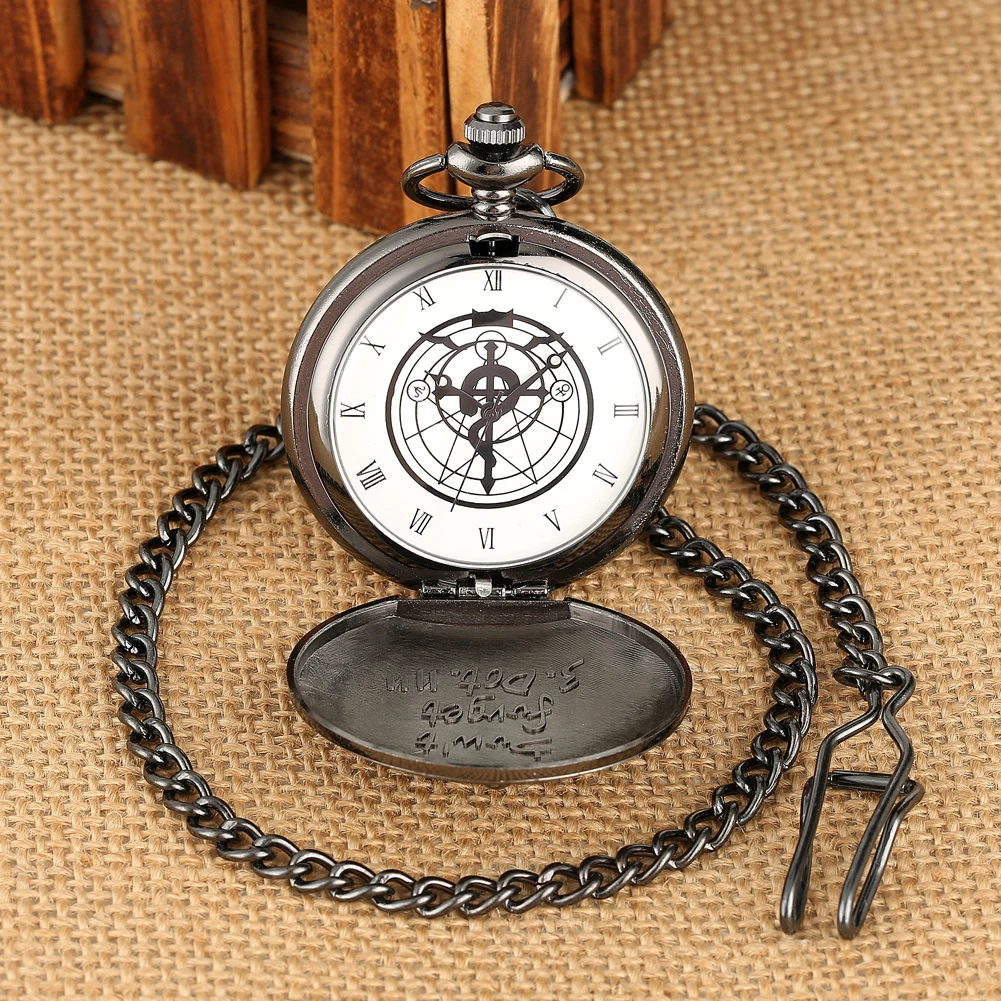 Animation Fullmetal Alchemist Quartz Pocket Watch Fob/Necklace Steampunk Pocket Clock Student Anime Boy Retro Timepiece Gift