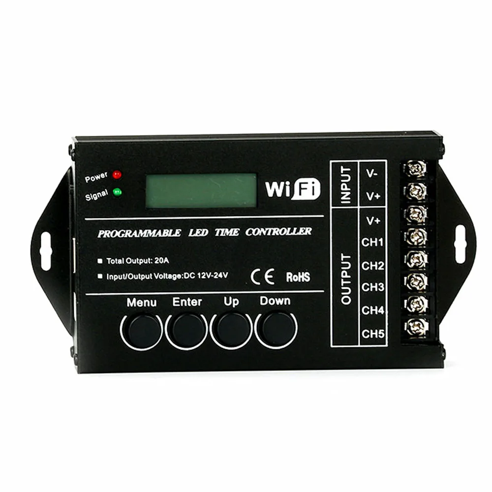 Tempo programável LED Controller, ânodo comum, WiFi, DC12V, 24V, saída de 5 canais, 20A, TC420, TC421, RGB