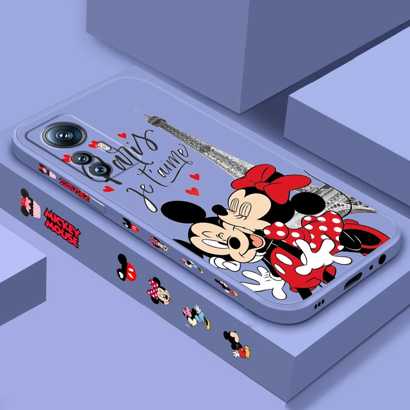 Disney London Minnie Mickey Liquid Left Rope Per Xiaomi Mi 13 12T 12 11T 11I 11 A3 10T 10 Cc9E 9 Pro Lite Ultra 5G Cover