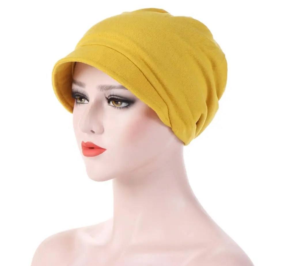 beanie skully hat 2022 New Turban Cap For Women Plain Brim Hats Stretch Chemo Loss Head Wrap Beanie Casual Head Wrap Warm Windproof rolled up skully hat Skullies & Beanies