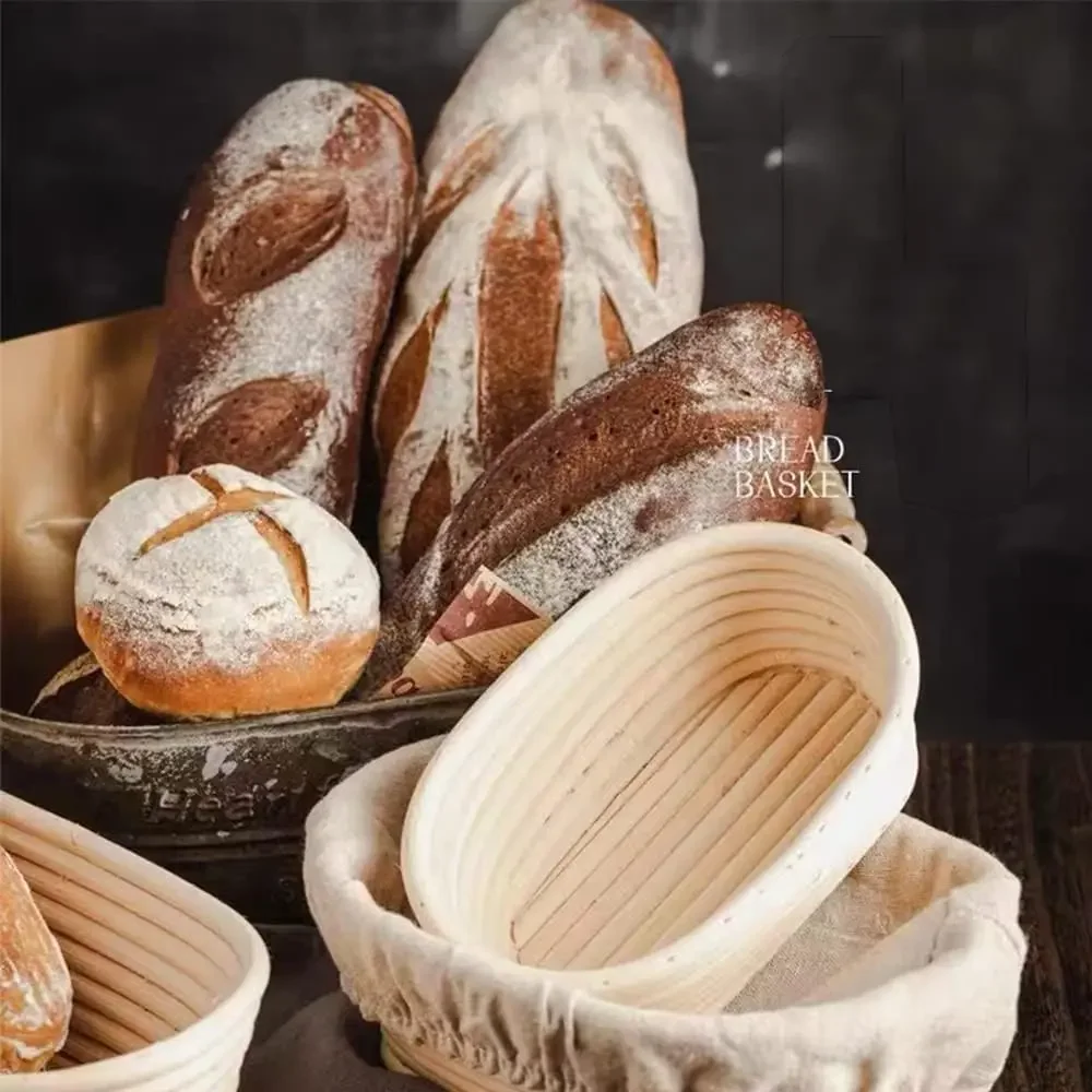 Natural Bread Banneton Proofing Basket Oval Round Rattan Wicker Dough Sourdough Baskets Cane Baking Fermentation 5/8pcs rattan bread basket
